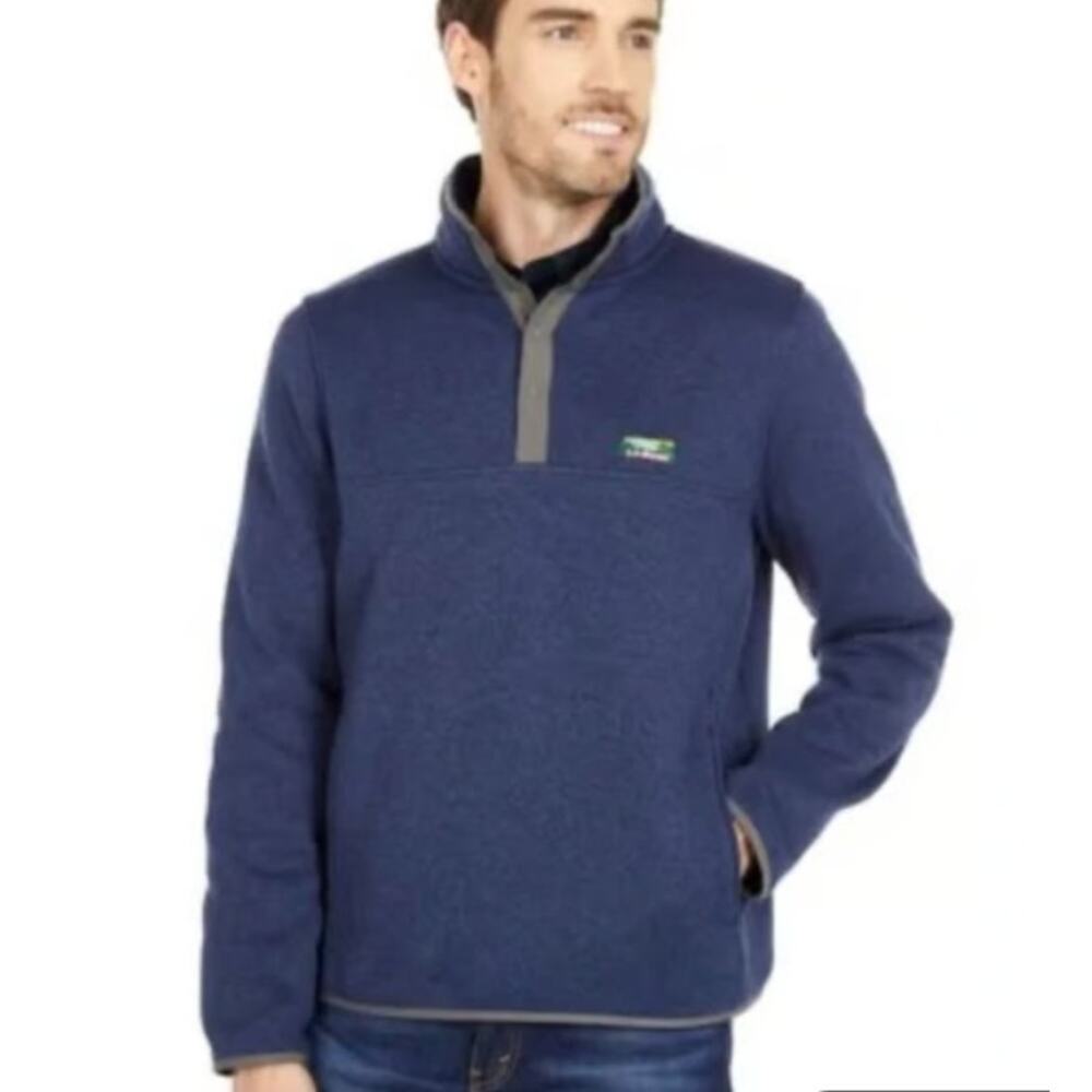 L.L. Bean Men's Sweater Fleece Snap Pullover Purple‎ Regular - Size S